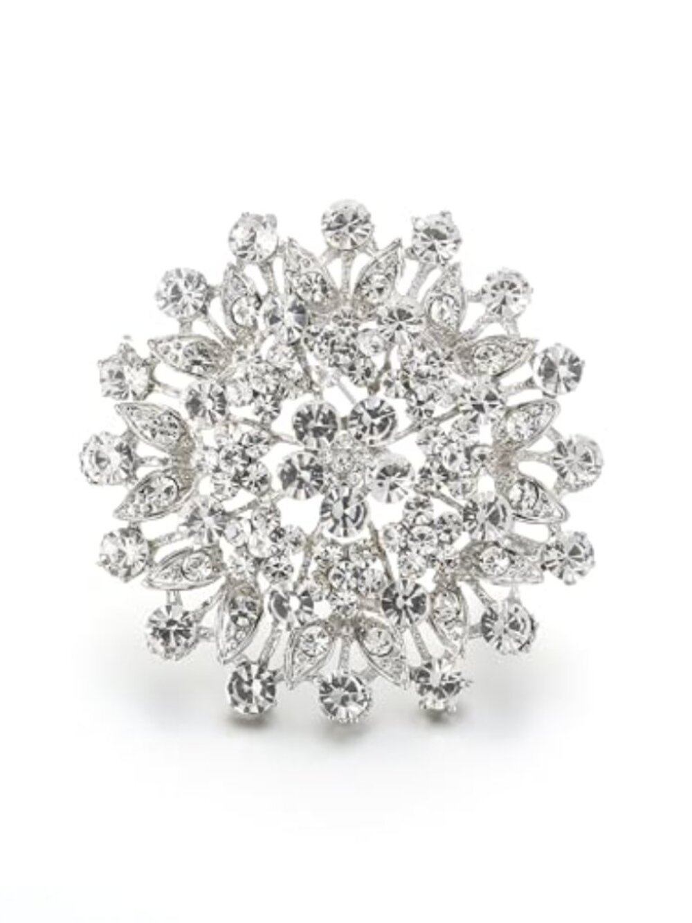 New - Women's Austrian Crystal Elegant Flower Leaf Bridal Corsage Brooch Pin